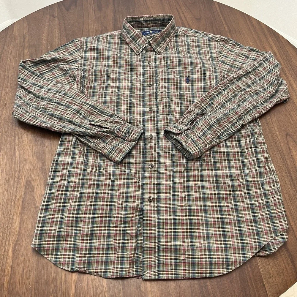 Polo Ralph Lauren Mens XL Classic Fit Green Plaid Flannel Button Down Shirt